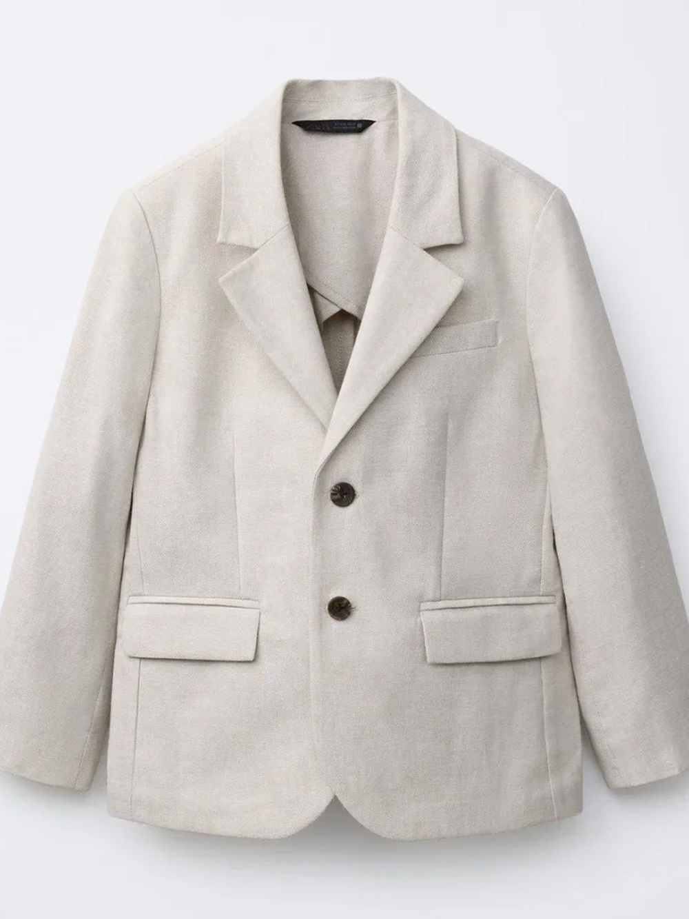 Zara Kids Boys Linen Blend Blazer Jacket 8-9 Years 134cm Beige Formal Smart